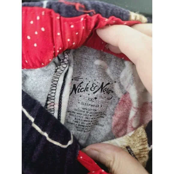 Nick & Nora Monkey Yarn Cotton Purple Flannel Christmas Sleep Pajamas Set XXL 2X - Picture 8 of 9
